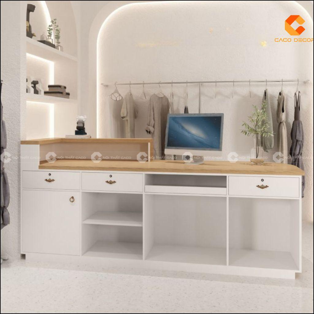 Quầy Lễ Tân Gỗ Công Nghiệp QLT031 Bo Góc Đẹp | CaCo 1