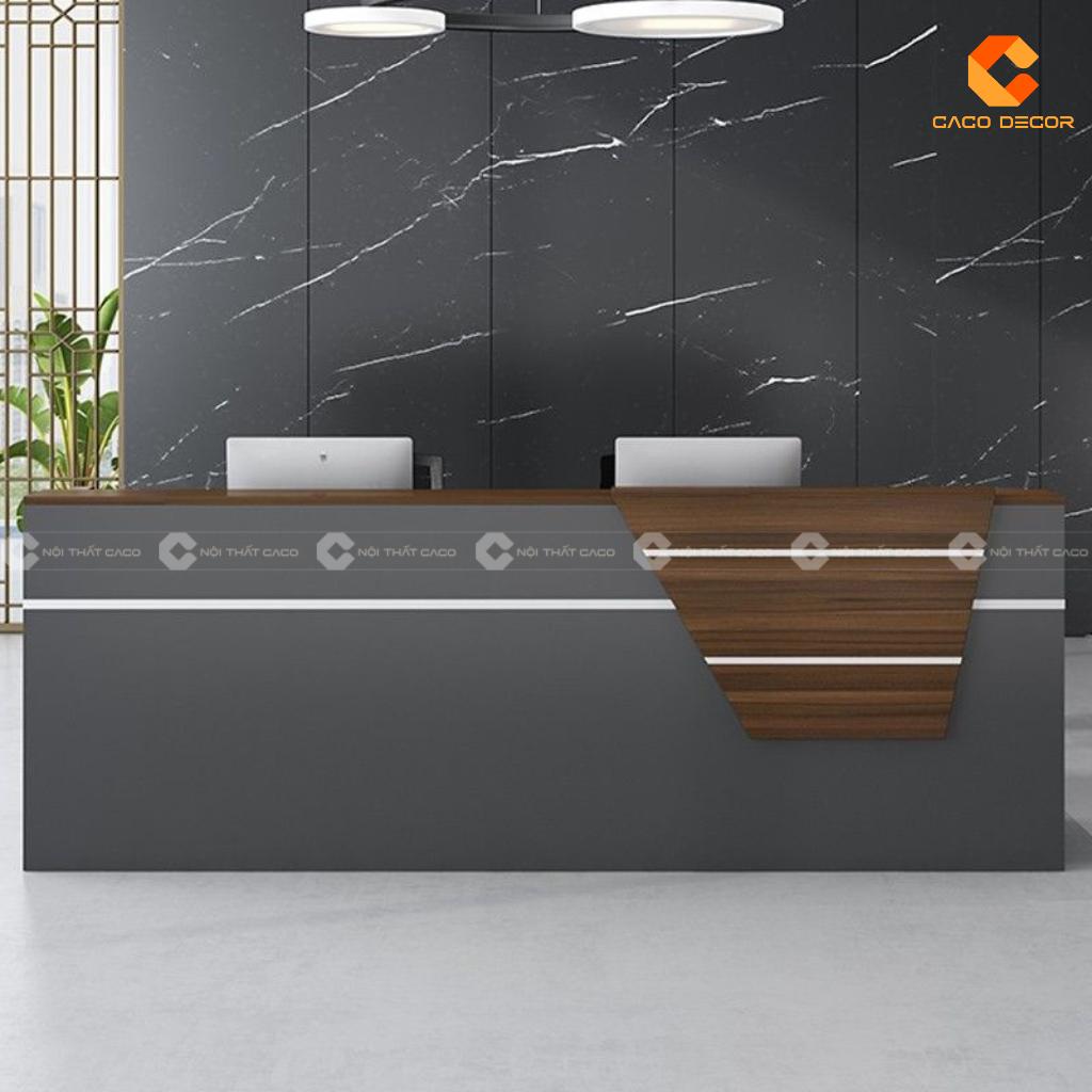 Quầy lễ tân gỗ công nghiệp QLT039 phối xám vân gỗ