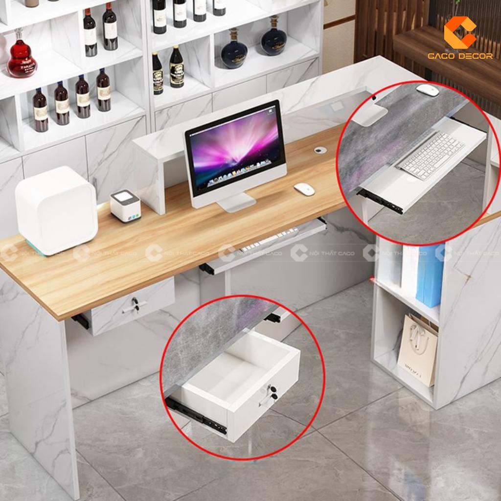 Quầy Lễ Tân Gỗ Công Nghiệp QLT040 Vân Đá Sang Trọng 1