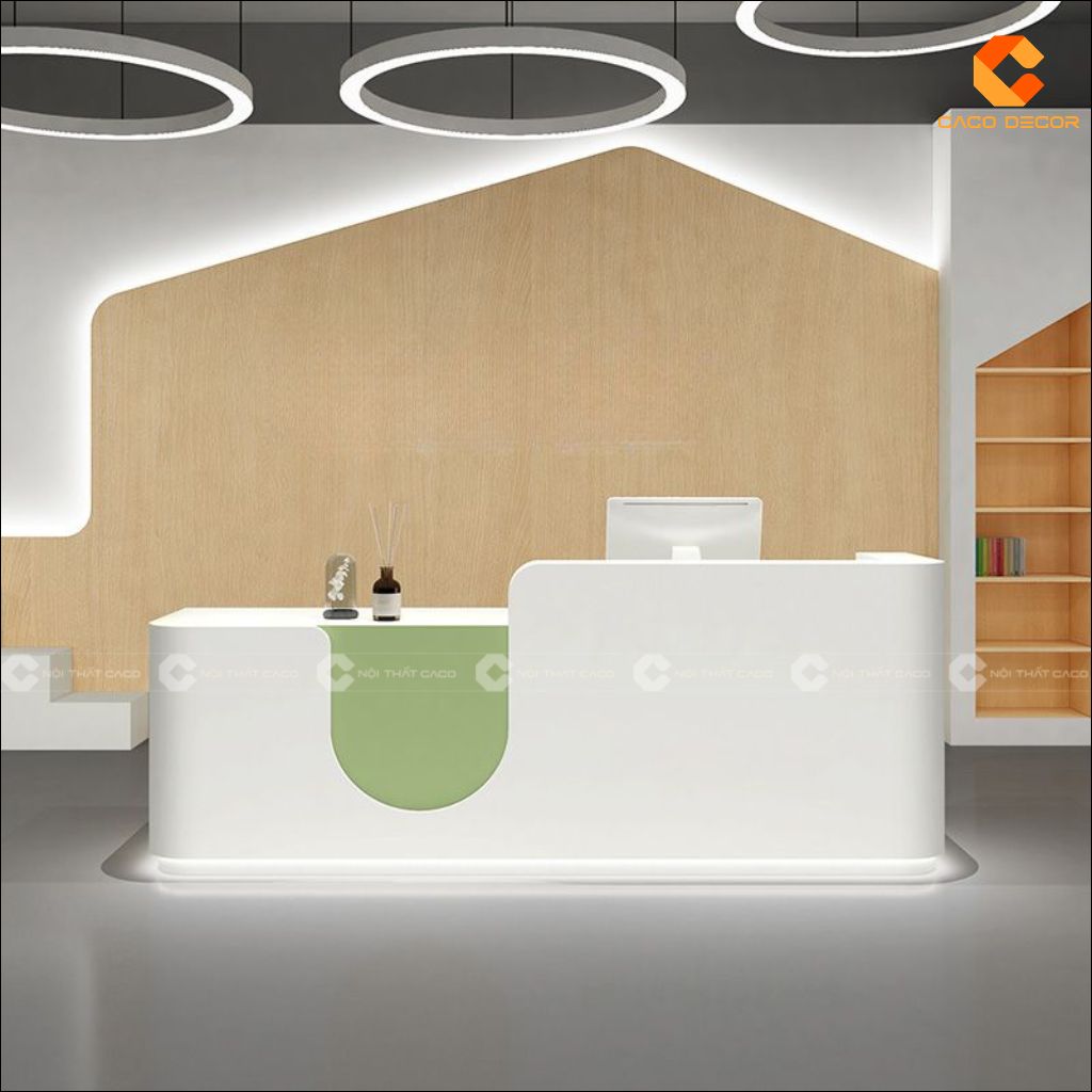 Quầy Lễ Tân Gỗ Công Nghiệp QLT030 Bo Cong Hiện Đại 6