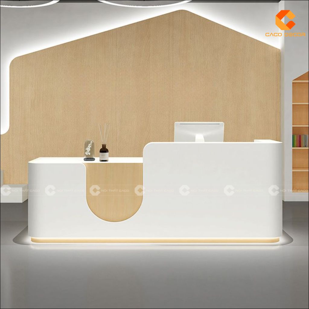 Quầy Lễ Tân Gỗ Công Nghiệp QLT030 Bo Cong Hiện Đại 5