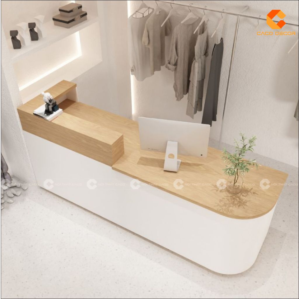 Quầy Lễ Tân Gỗ Công Nghiệp QLT031 Bo Góc Đẹp | CaCo 2