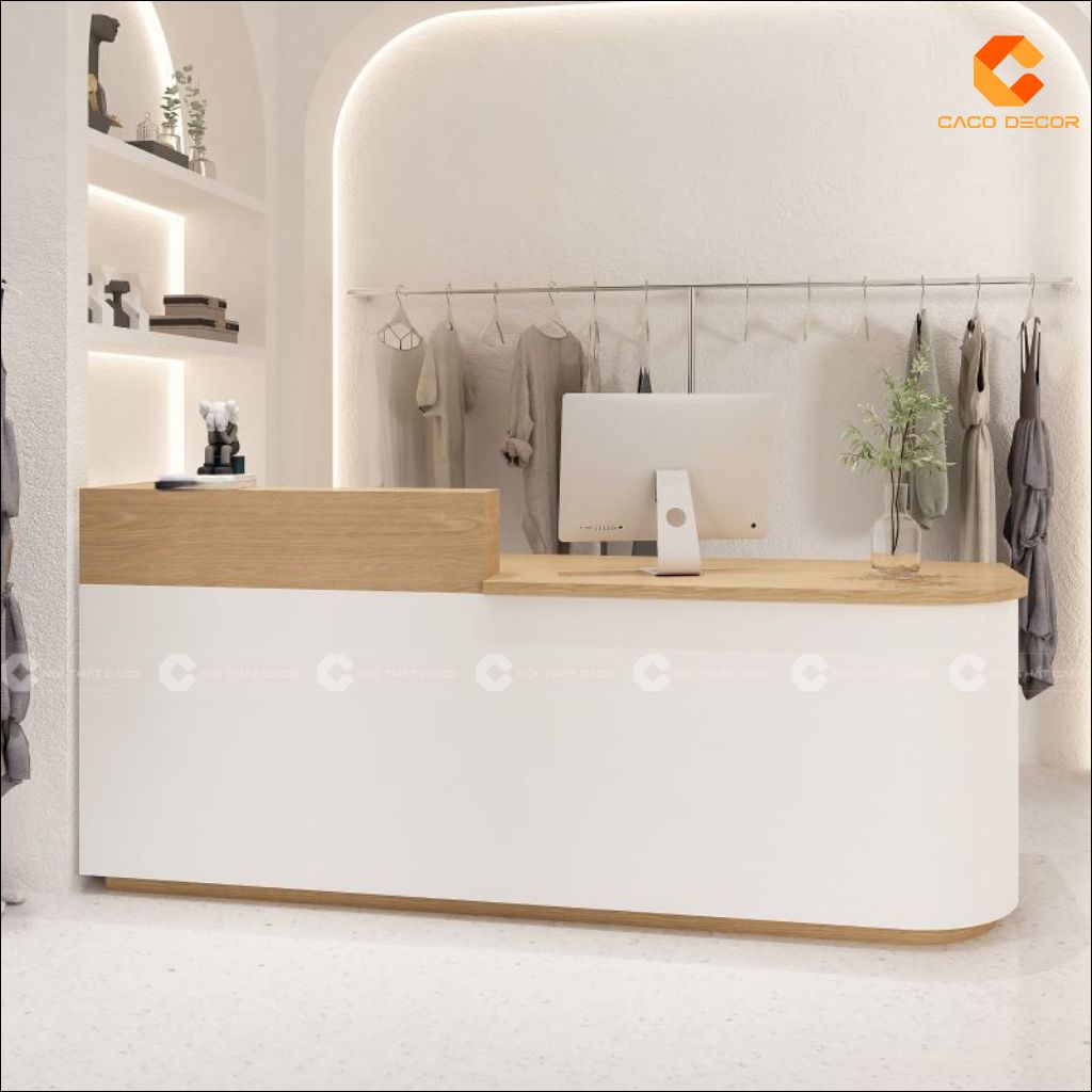 Quầy Lễ Tân Gỗ Công Nghiệp QLT031 Bo Góc Đẹp | CaCo 3