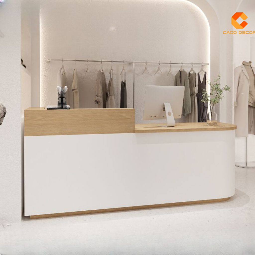 Quầy Lễ Tân Gỗ Công Nghiệp QLT031 Bo Góc Đẹp | CaCo 4