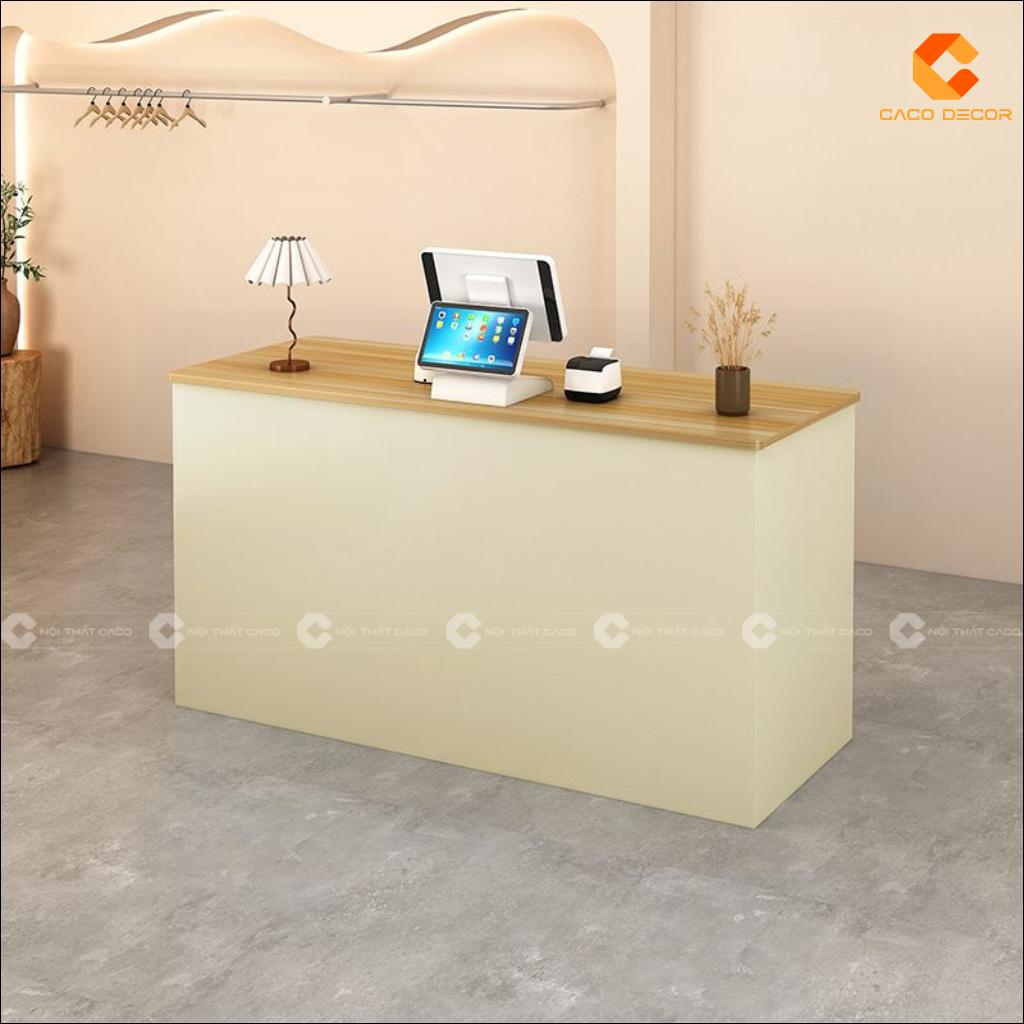 Quầy lễ tân gỗ công nghiệp QLT032 mặt tiền đơn giản
