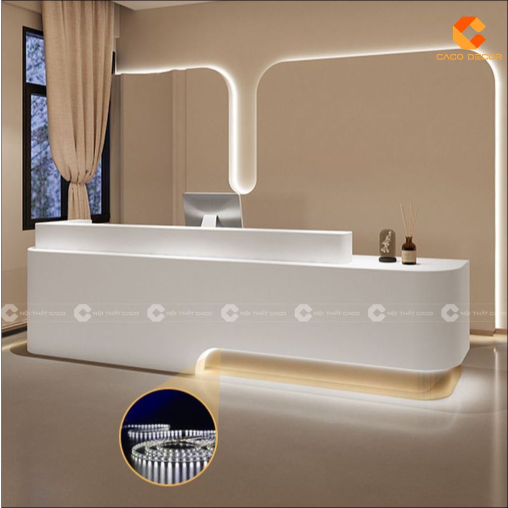 Quầy Lễ Tân Gỗ Công Nghiệp QLT035 Bo Cong Sang Trọng 5