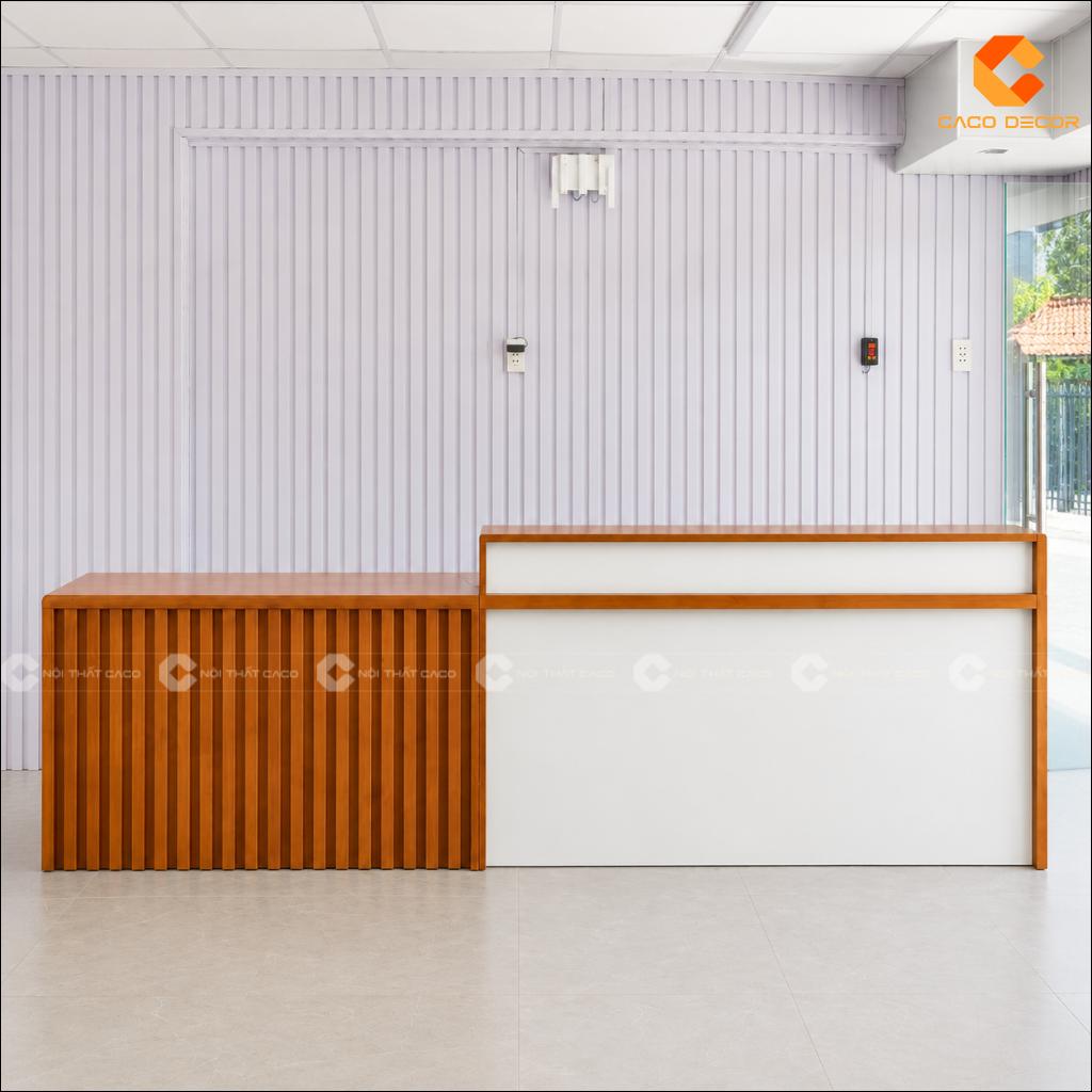 Quầy Lễ Tân Gỗ Tự Nhiên QLT036 Phủ Veneer Cao Cấp CaCo 7