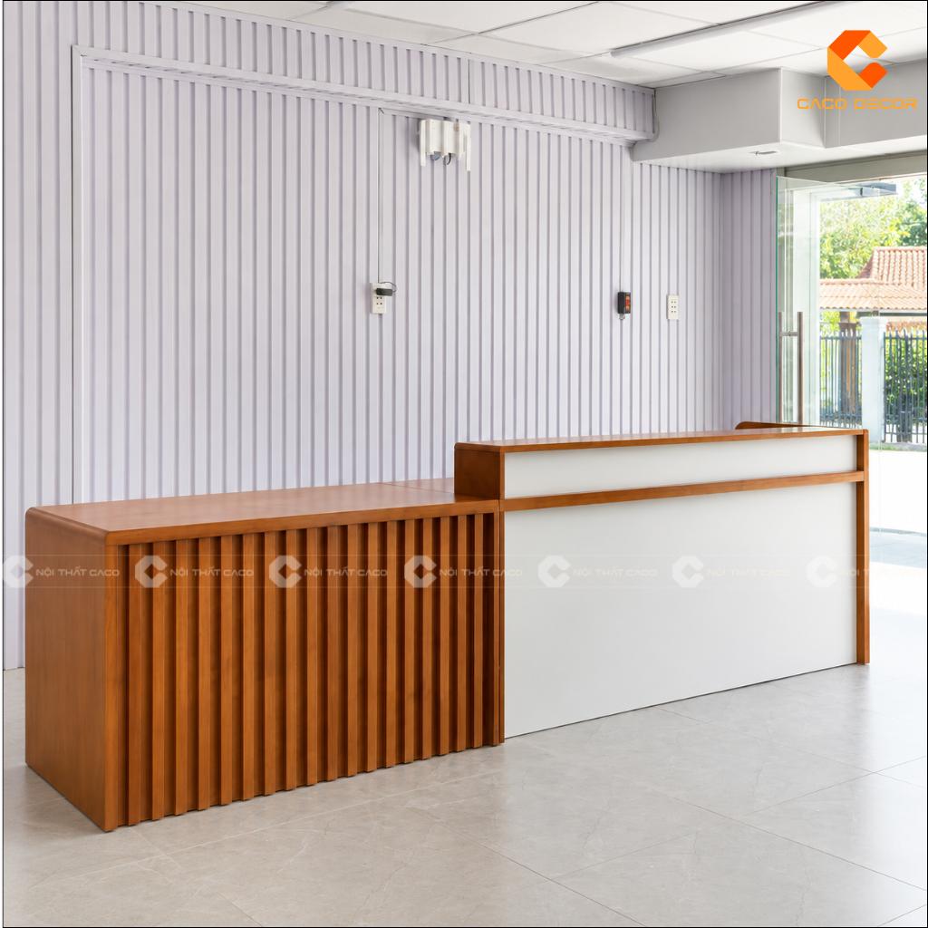 Quầy Lễ Tân Gỗ Tự Nhiên QLT036 Phủ Veneer Cao Cấp CaCo 6