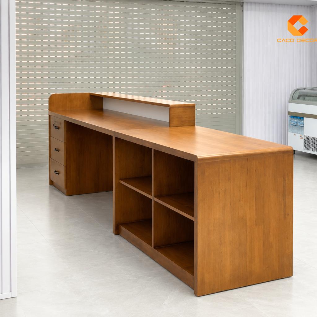 Quầy Lễ Tân Gỗ Tự Nhiên QLT036 Phủ Veneer Cao Cấp CaCo 8