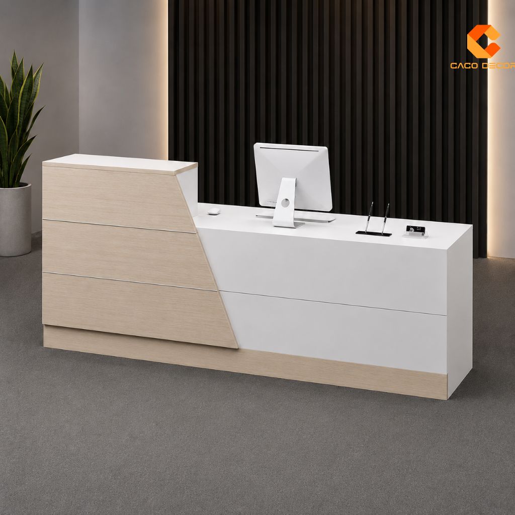 Quầy Lễ Tân Gỗ Công Nghiệp QLT037 Đẹp Hiện Đại | CaCo 3