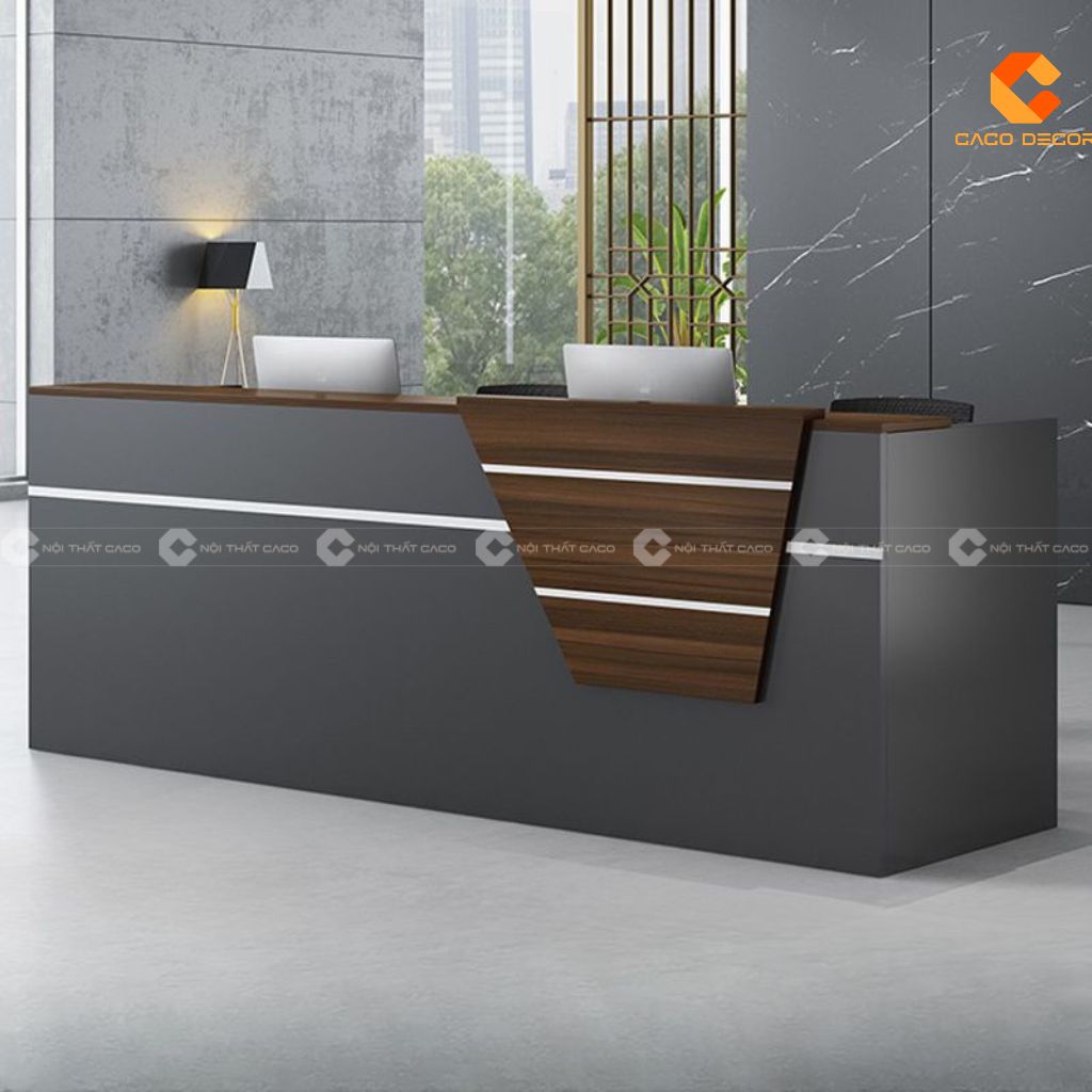 Quầy lễ tân QLT039 nhìn góc nghiêng
