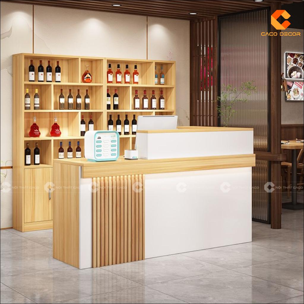Quầy Lễ Tân Gỗ Công Nghiệp QLT040 Vân Đá Sang Trọng 4