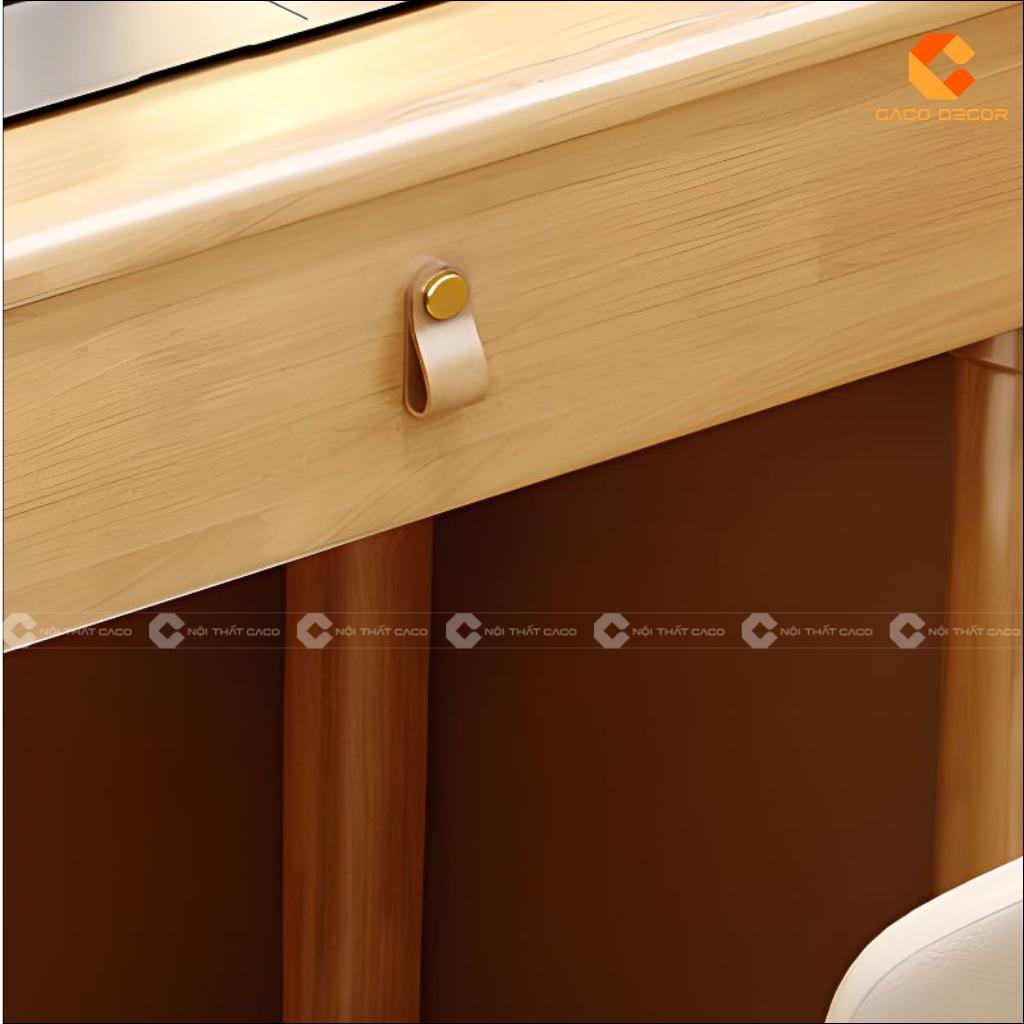 Chi tiết tay nắm da tinh tế trên ngăn kéo bàn làm việc BLV052