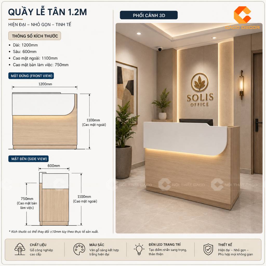 Quầy Lễ Tân 1m2 Có Đủ Dùng Không? 25 Mẫu Đẹp Đừng Bỏ Lỡ 9