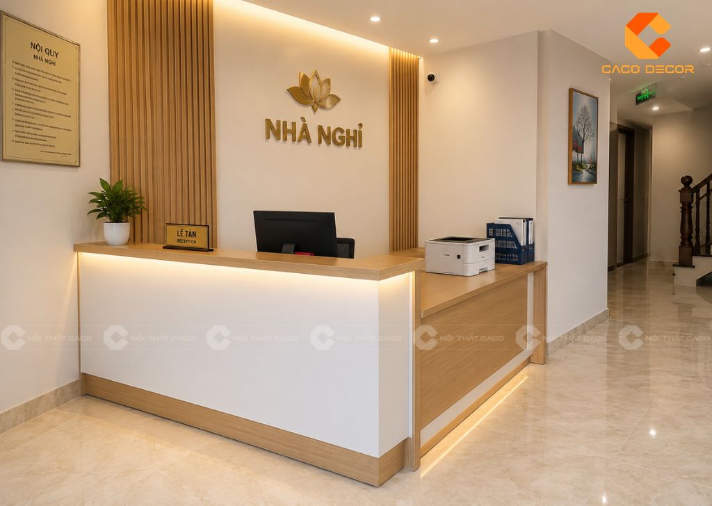 Mẫu Quầy Lễ Tân Nhà Nghỉ Đẹp, Ấn Tượng Cho Sảnh Tiếp Khách 8