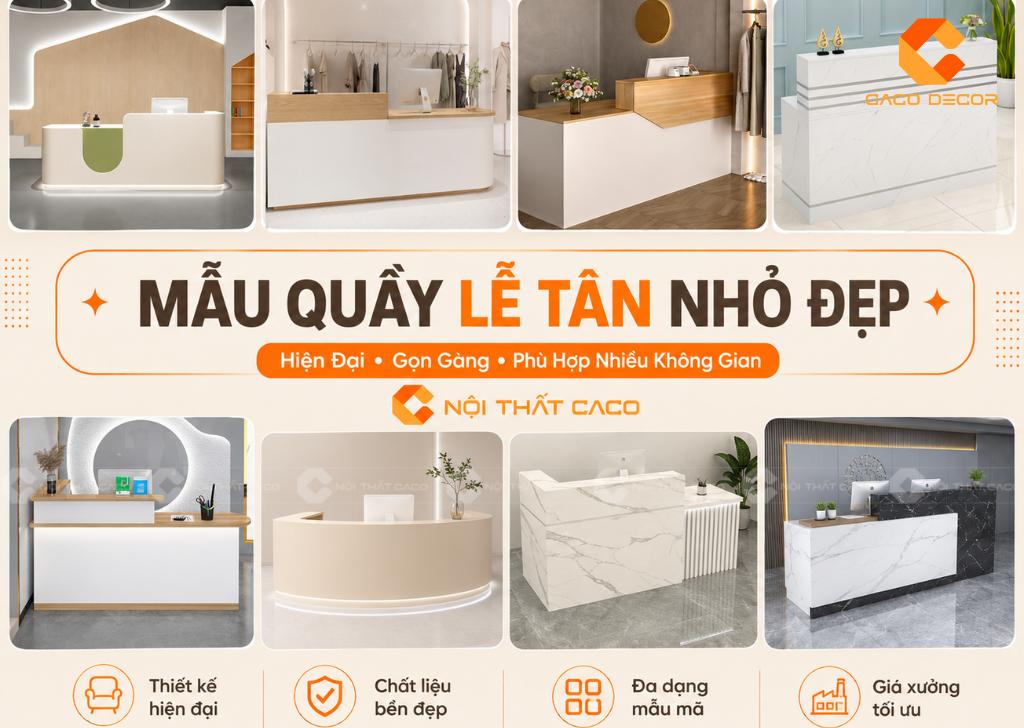 Mẫu quầy lễ tân nhỏ đẹp hiện đại cho nhiều không gian