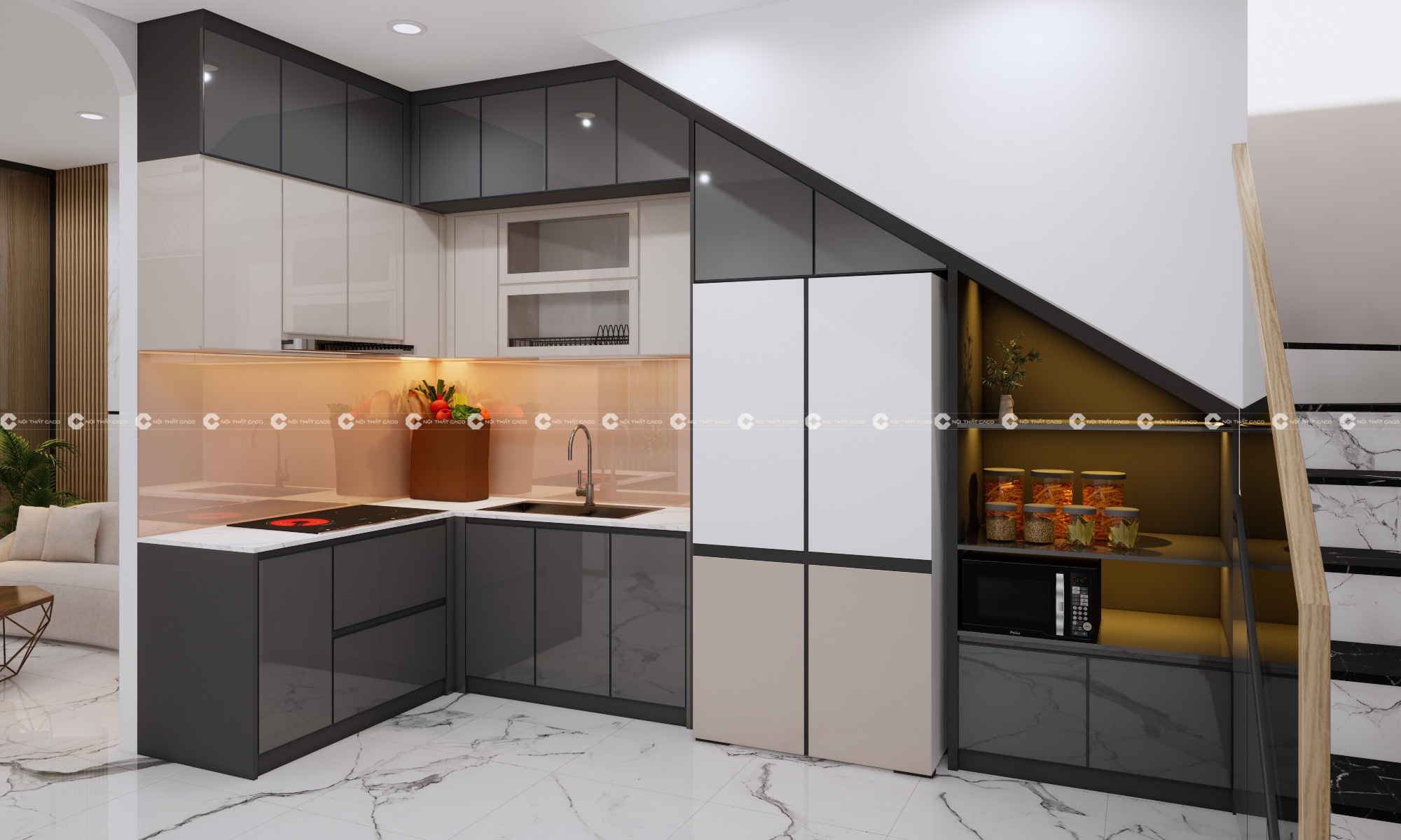 Tủ bếp MDF Phối Màu Thanh Lịch Và Thiết Kế Tối Ưu - TBM078 1