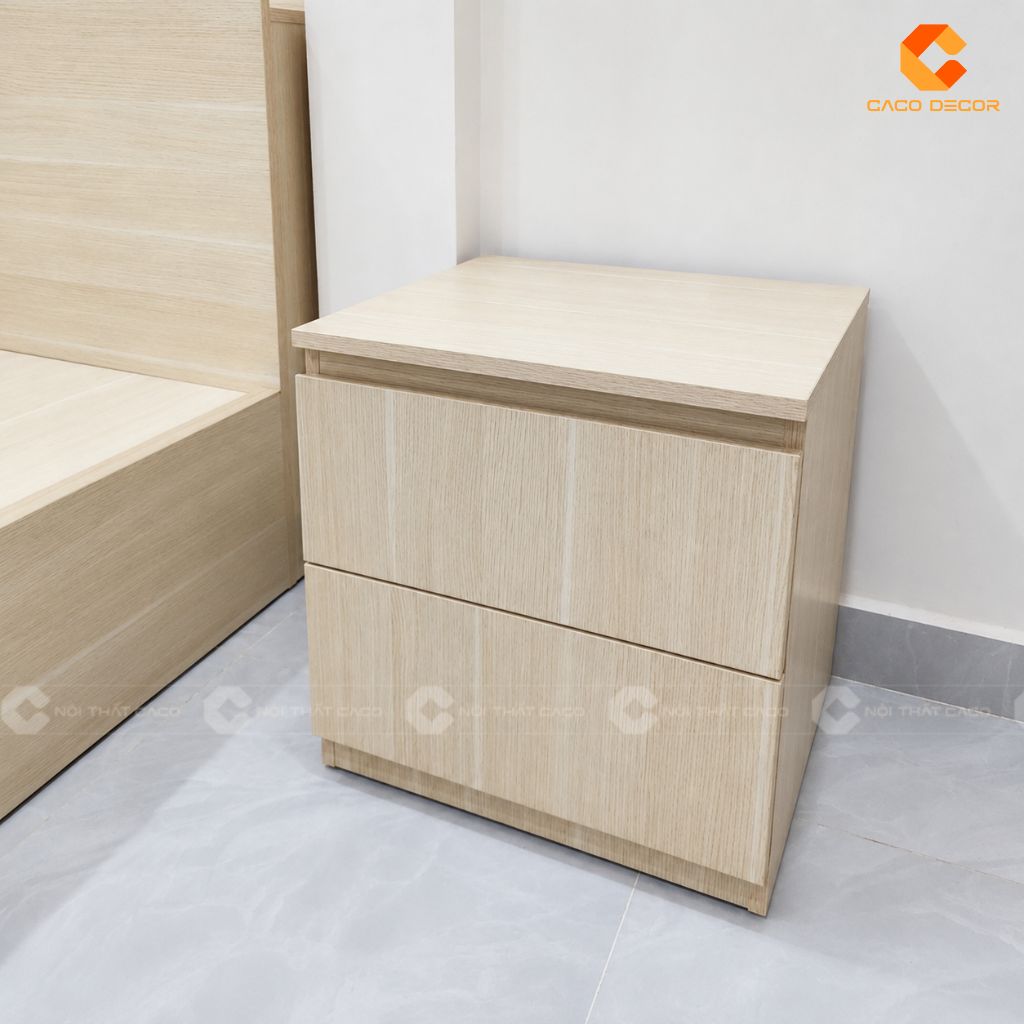 Tủ đầu giường màu vân gỗ sáng thiết kế nhỏ gọn