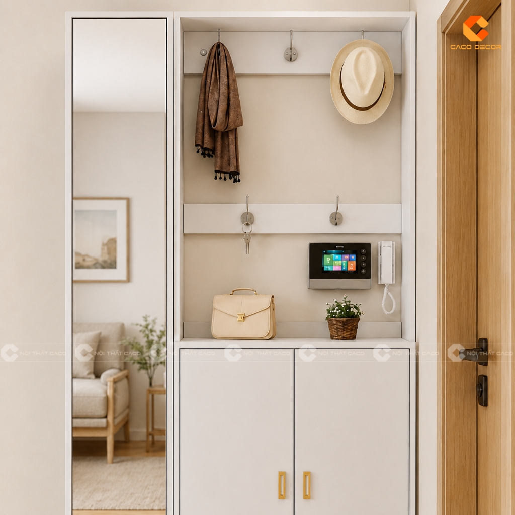 Tủ Giày Dép Gỗ MDF Có Móc Treo Quần Áo Và Gương Soi - TG031 3