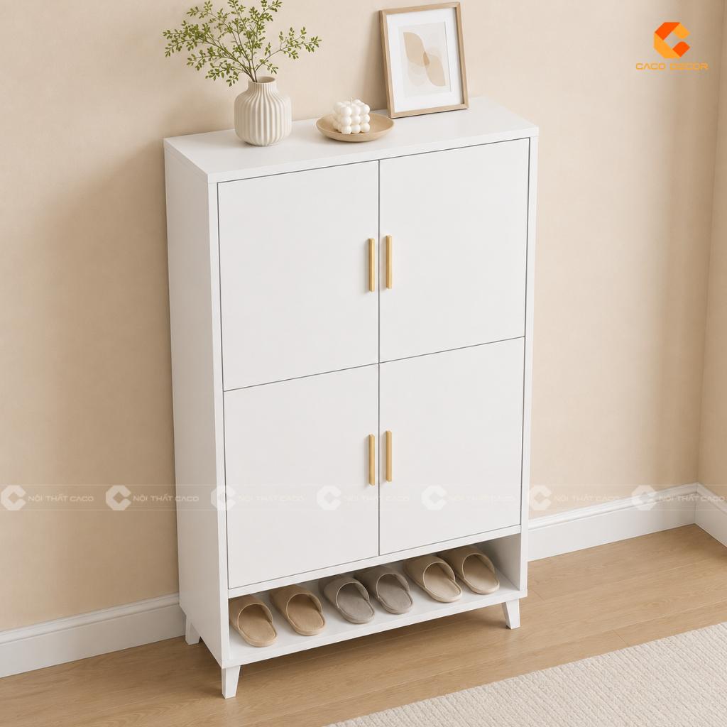Tủ Giày Dép Gỗ MDF Màu Trắng Chân Thấp Tối Ưu Diện Tích - TG05 1