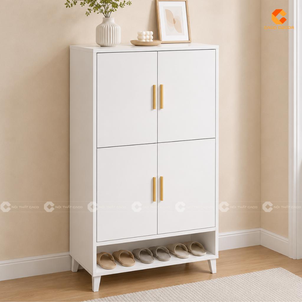 Tủ Giày Dép Gỗ MDF Màu Trắng Chân Thấp Tối Ưu Diện Tích - TG05 3