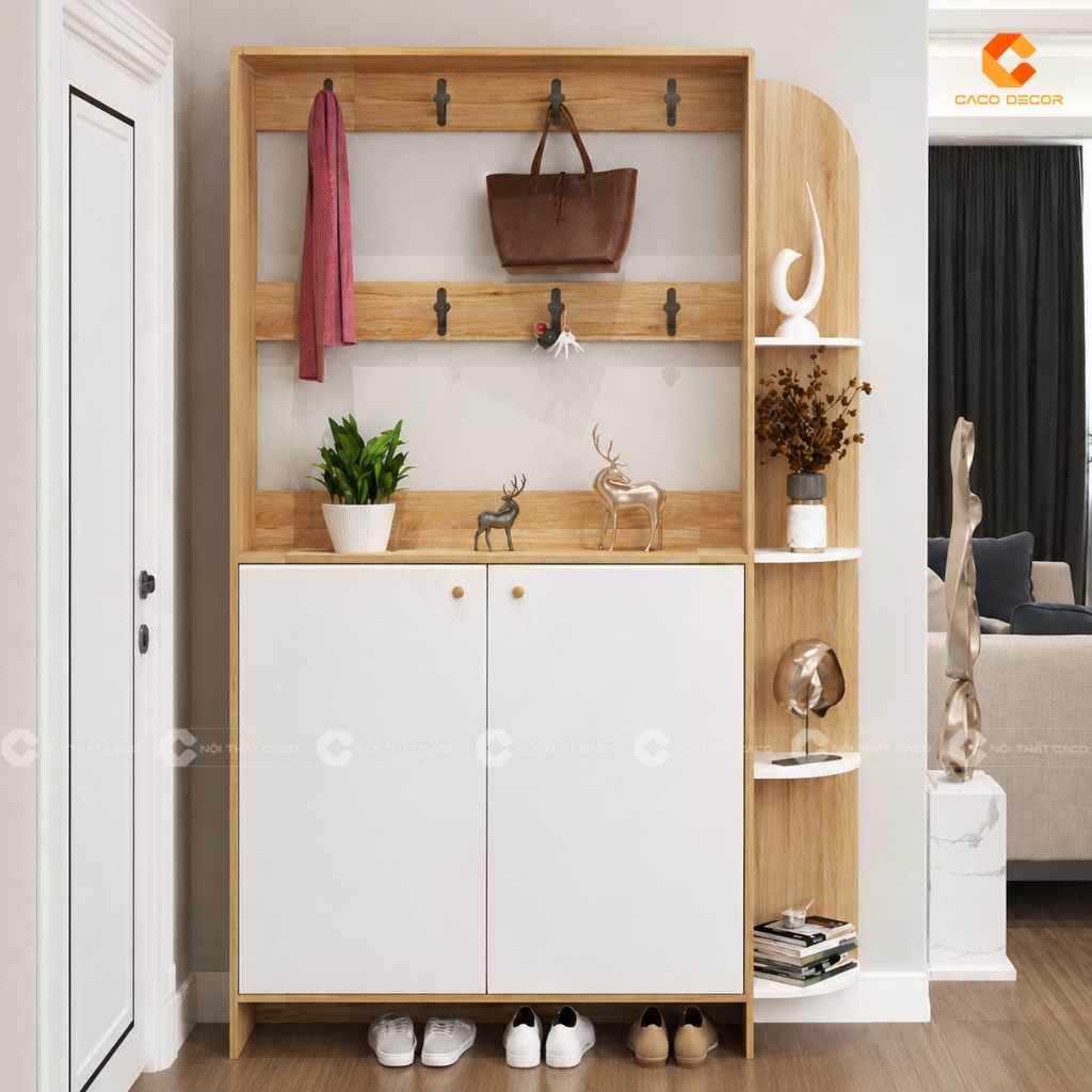 Tủ Giày Dép Gỗ MDF Tích Hợp Kệ Trưng Bày Hiện Đại - TG039 1
