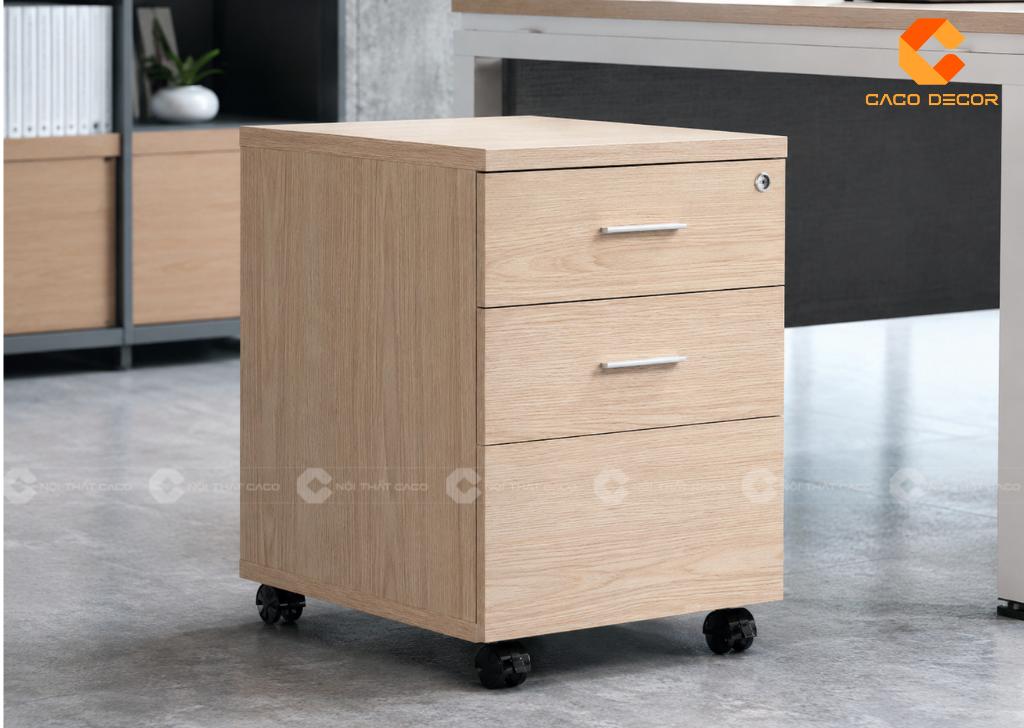 Tủ hồ sơ nhỏ di động màu vân gỗ sáng