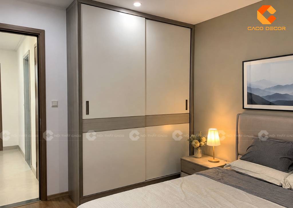 Tủ quần áo 1m2 bố trí trong phòng ngủ chung cư nhỏ