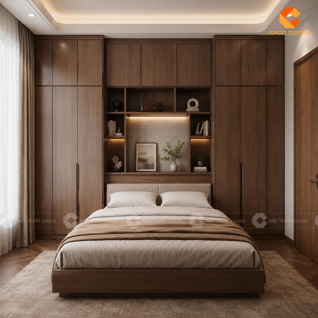 Hệ tủ quần áo bao quanh giường hộp tối ưu lưu trữ