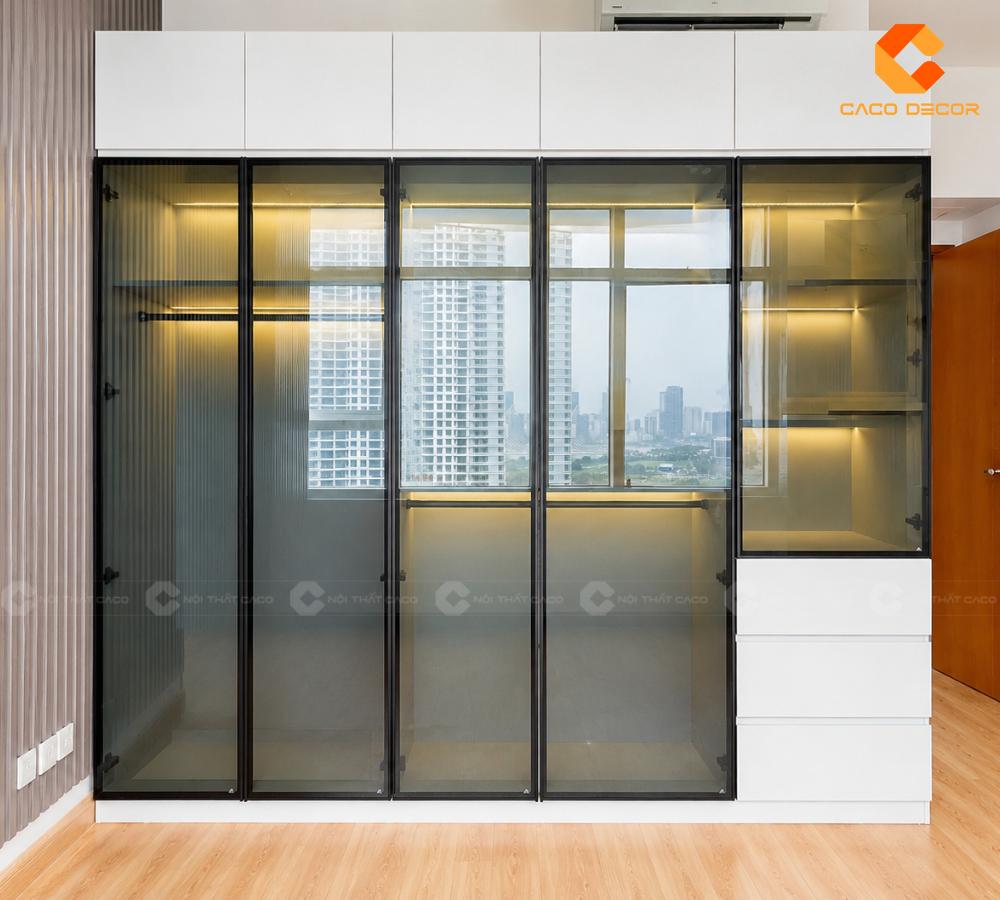 Tủ quần áo cánh kính có LED đẹp sang trọng thực tế