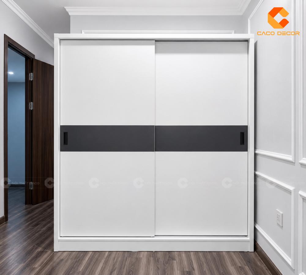 Hình thực tế tủ áo cửa lùa 2 cánh màu trắng