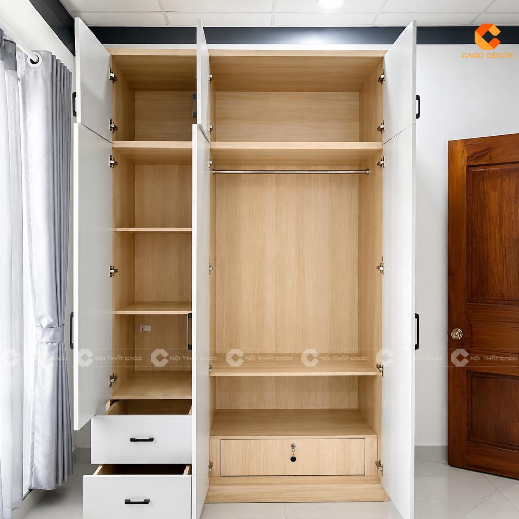 Tủ quần áo gỗ công nghiệp mở cánh