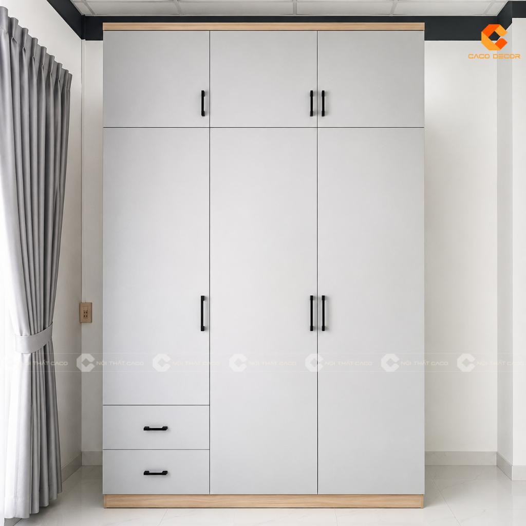 Tủ quần áo gỗ công nghiệp phối xám