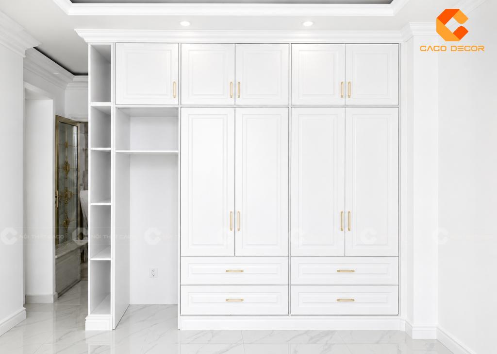 Tủ quần áo tân cổ điển CaCo thi công thực tế tại nhà khách