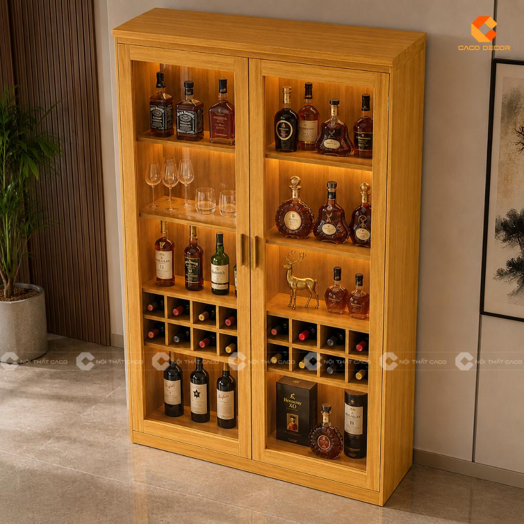 Tủ rượu gỗ MDF TR024 dễ bố trí cho phòng khách