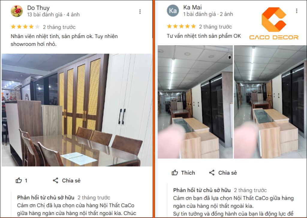Cửa hàng nội thất uy tín có phản hồi tích cực từ khách hàng