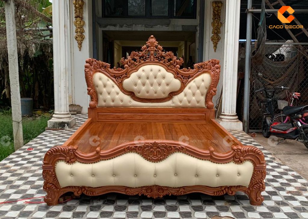 Giường ngủ gỗ tự nhiên GNTN067 bọc da cao cấp