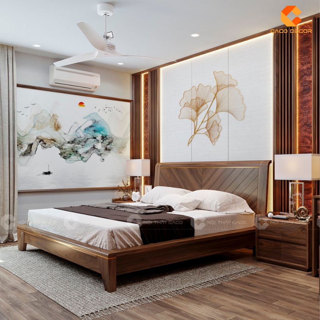Giường ngủ gỗ tự nhiên GNTN068 dễ phối nội thất