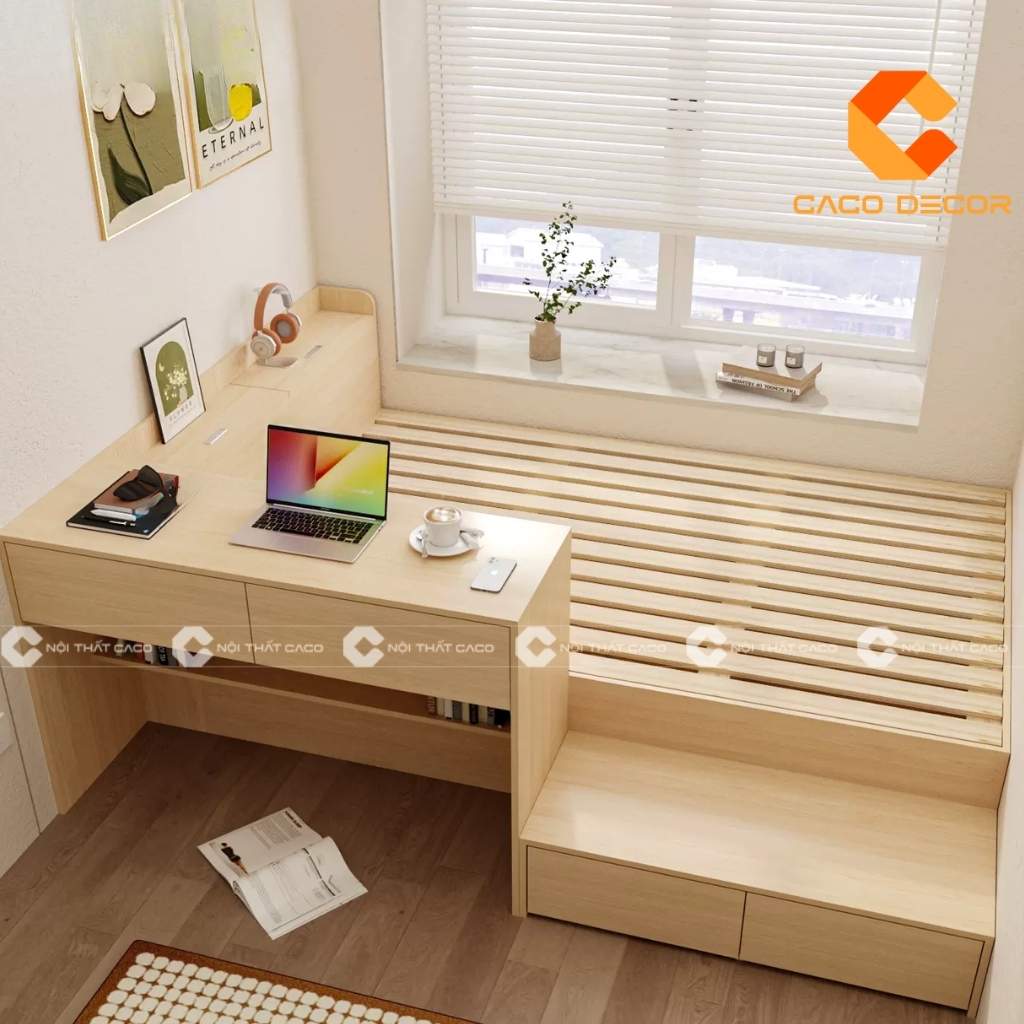 Tối ưu không gian với giường ngủ trẻ em có bàn học
