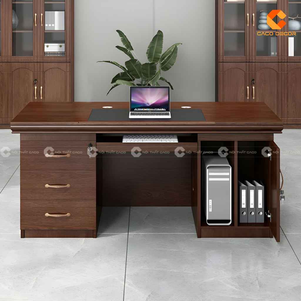 Bàn giám đốc BGD063 tích hợp ngăn kéo và tủ đặt máy tính