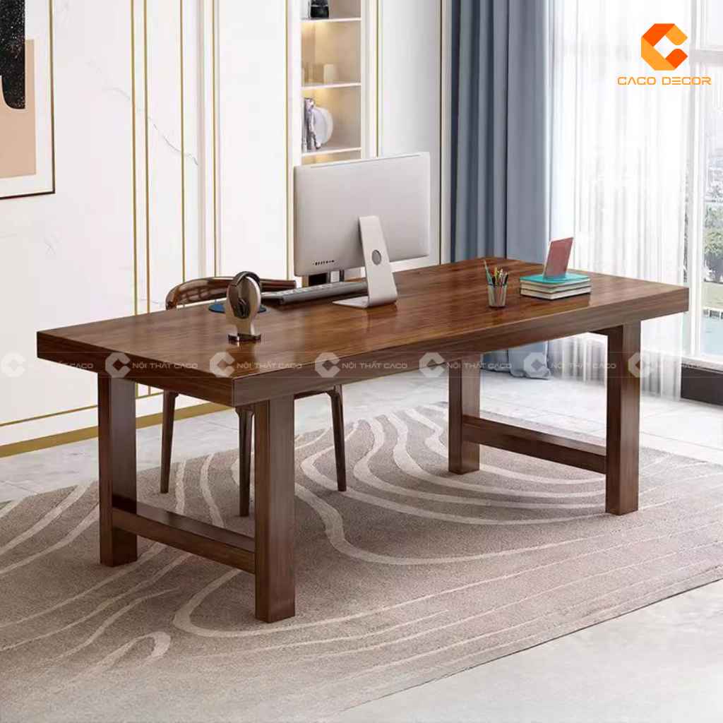 Bàn giám đốc BGD065 màu nâu trầm trong không gian làm việc tại nhà