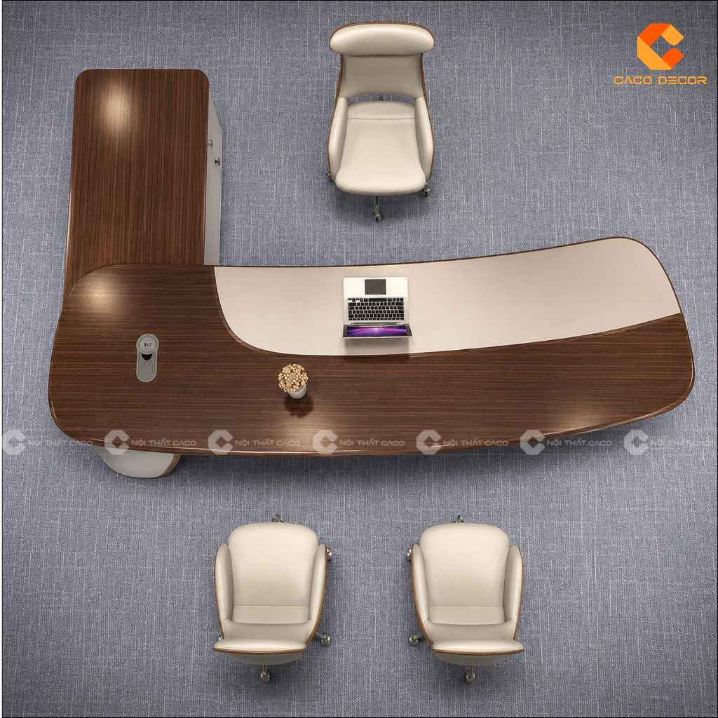 Bàn Giám Đốc Gỗ Tự Nhiên BGD070 Chữ L Cao Cấp, Sang Trọng 1