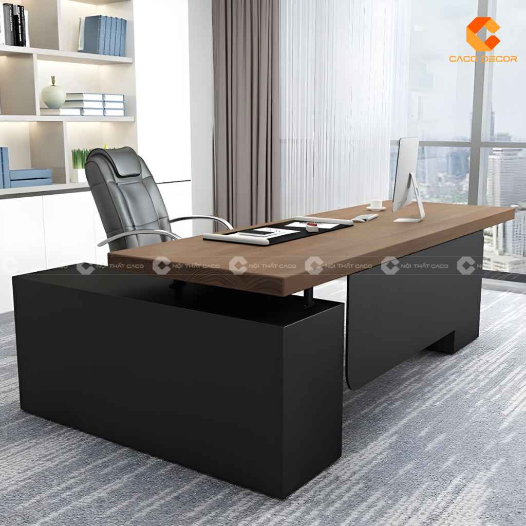 Góc phía sau bàn giám đốc gỗ tự nhiên BGD066 sang trọng