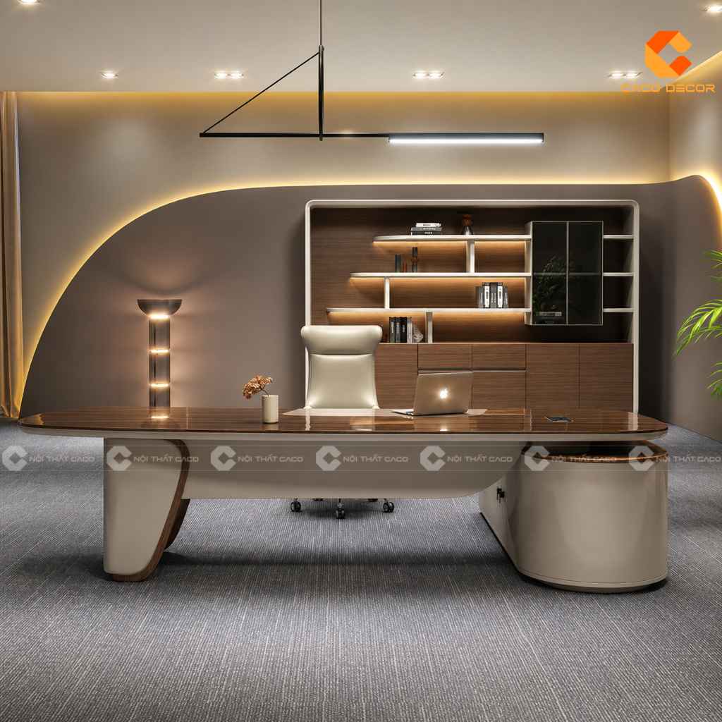 Bàn Giám Đốc Gỗ Tự Nhiên BGD070 Chữ L Cao Cấp, Sang Trọng 2