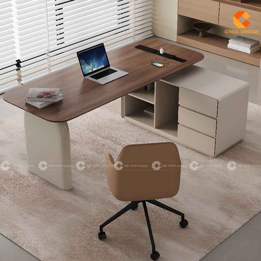 Bàn làm việc giám đốc gỗ tự nhiên BGD068 hiện đại