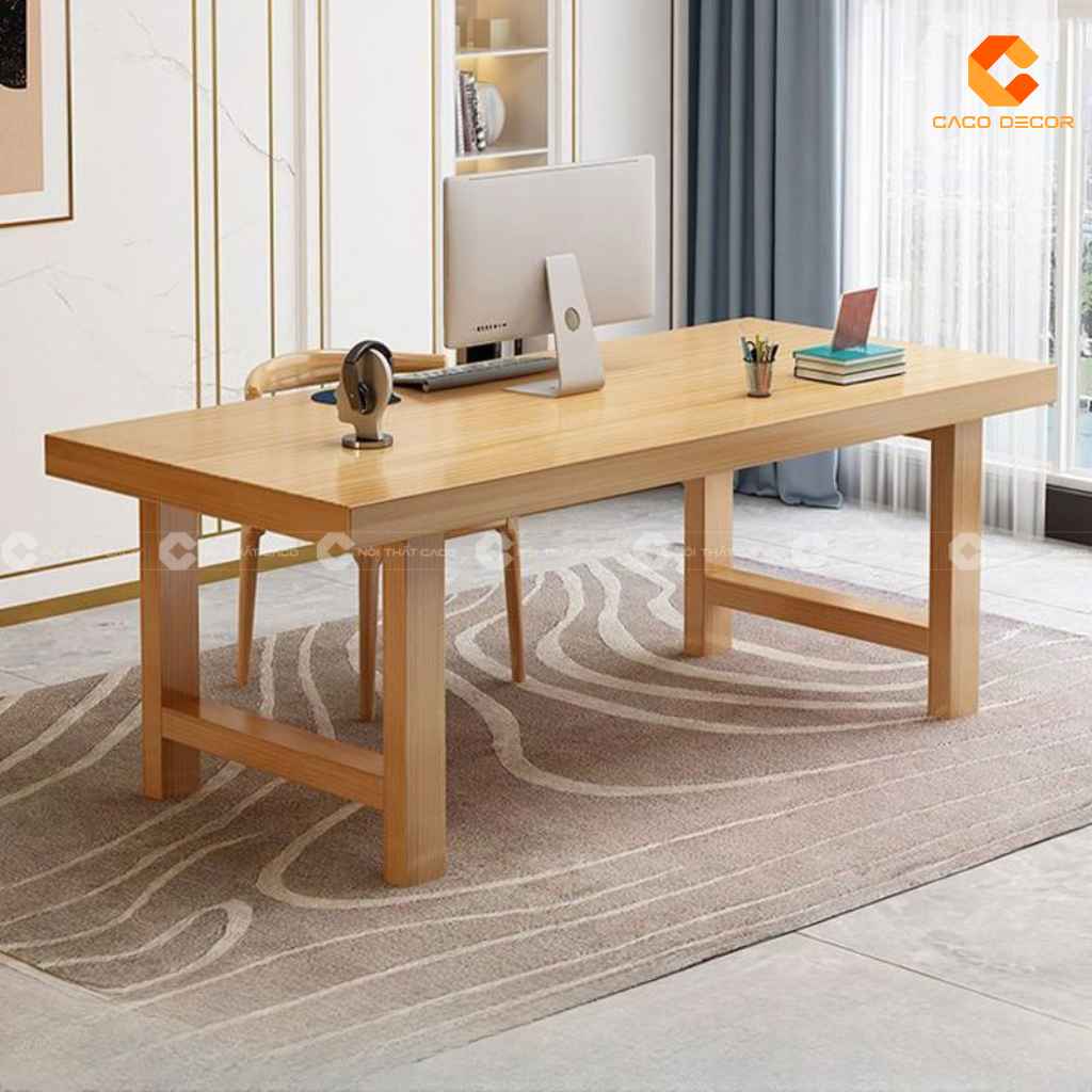 Bàn giám đốc BGD065 màu gỗ vàng bố trí trong phòng làm việc