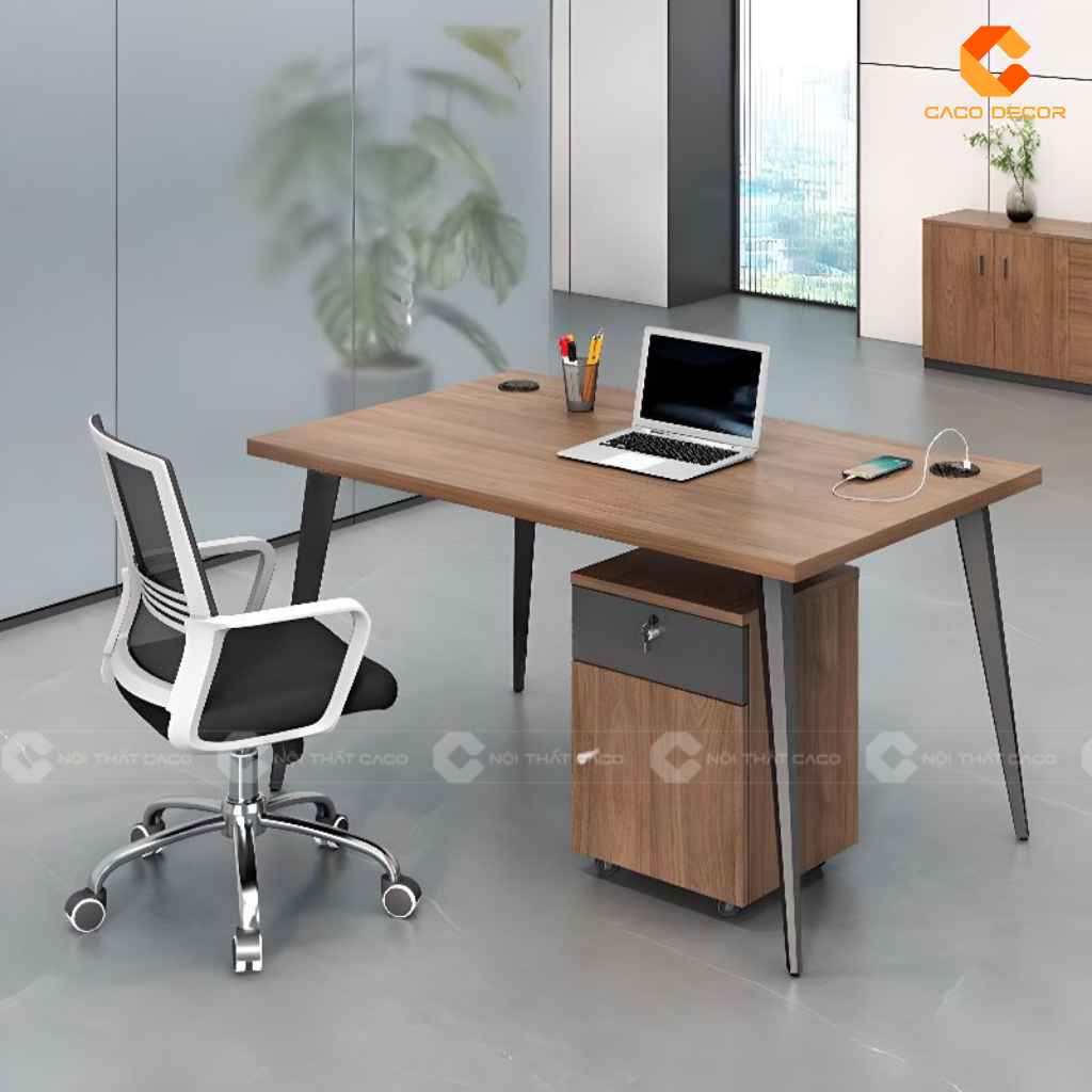 Bàn làm việc nhân viên BLVNV34 dạng bàn đơn có hộc tủ di động