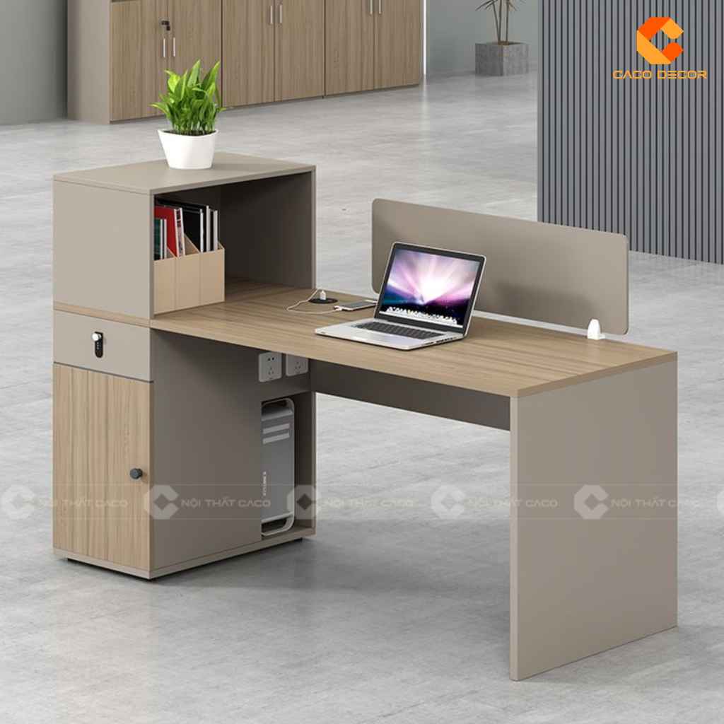 Bàn Làm Việc Nhân Viên BLVNV36 Có Kệ Trên Và Tủ Liền 5