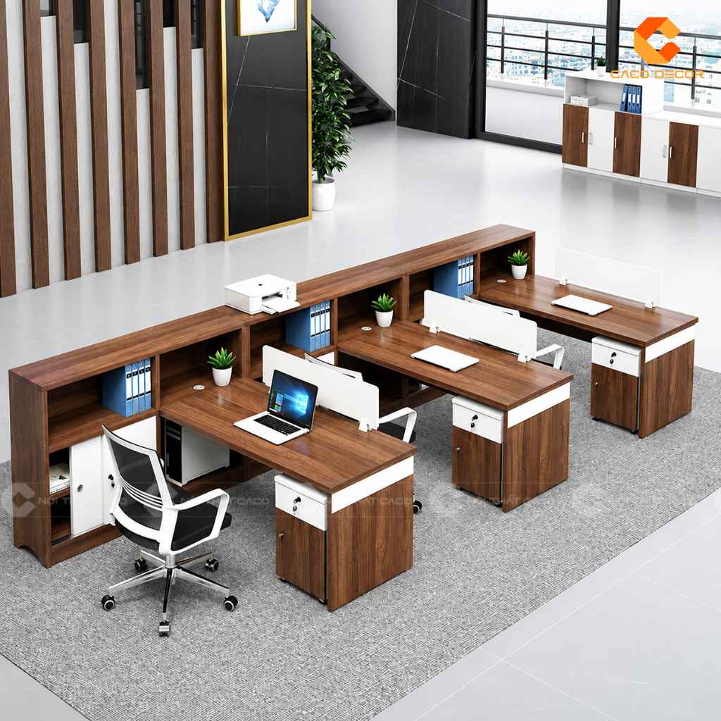 Bàn làm việc nhân viên BLVNV38 bố trí đồng bộ trong văn phòng hiện đại