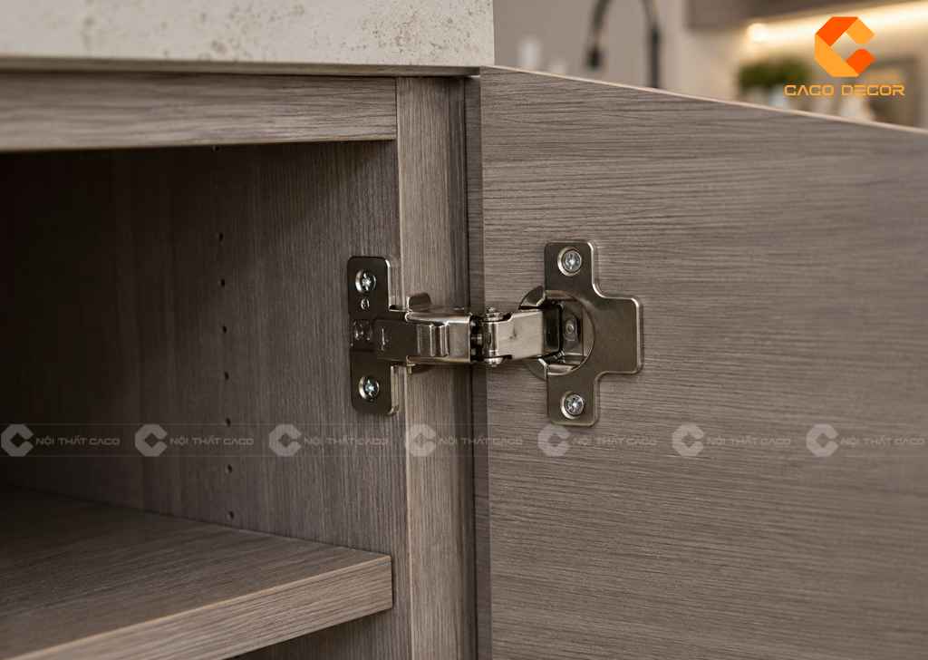Bản lề giảm chấn lắp cho tủ bếp Laminate
